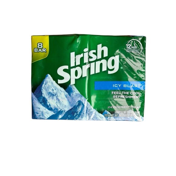 New Irish Spring Icy Blast Deodorant Bar Soap 8 Bars Soap 3.75 Oz Each Sealed - Picture 1 of 3